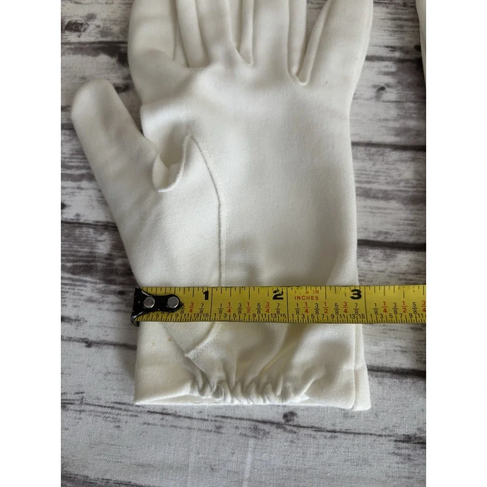 Vintage 1950s White Cotton Gloves Stretch Wedding Wrist Length 9